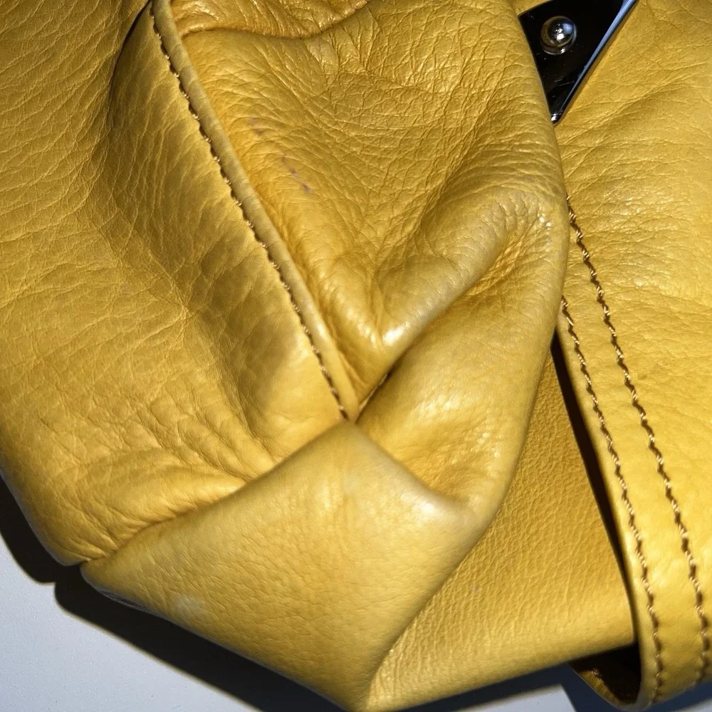 B. Makowsky Buttery Soft Genuine Leather Hobo Belted Shoulder Bag Mustard
